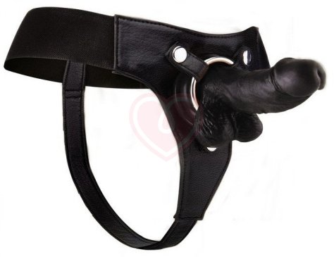 Страпон с реалистичной насадкой Ouch! Realistic Strap-On 15 см чёрный фото 1