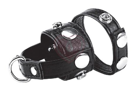 Болстретчер на кнопках с кольцом для грузов Cock Ring with Ball Stretcher фото 3