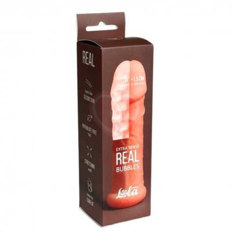 Насадка-удлинитель члена с двухсторонним рельефом Real Extra Sense Bubbles фото 5
