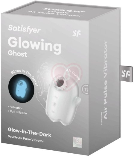 Вакуумый вибростимулятор клитора Satisfyer Glowing Ghost светящийся в темноте белый фото 2