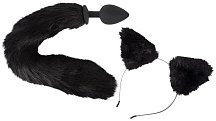 Анальная пробка с хвостом и ушки кошки Pet Play Plug and Ears