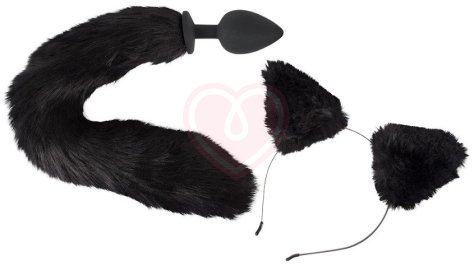 Анальная пробка с хвостом и ушки кошки Pet Play Plug and Ears фото 1