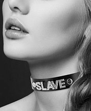 Чокер Bijoux Pour Toi с надписью Slave чёрный