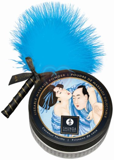 Массажная пудра с перышком Shunga Kissable Massage Powder Кокосовое волнение фото 2