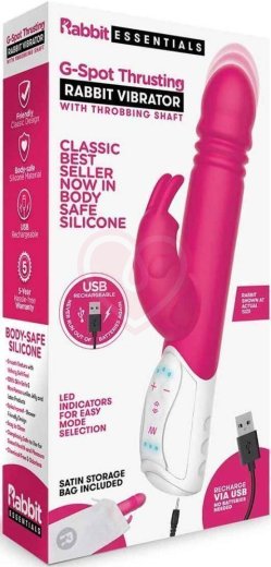 Вибратор-кролик с пульсацией G-Spot Thrusting Rabbit розовый фото 11
