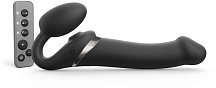 Безремневой страпон с вакуумной стимуляцией и пультом Strap-On-Me Multi Orgasm L чёрный