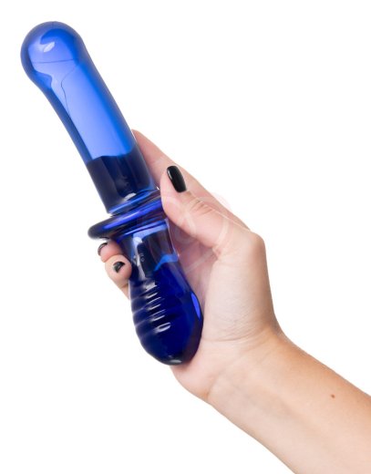 Двухсторонний фаллоимитатор Satisfyer Double Crystal из синего стекла фото 5