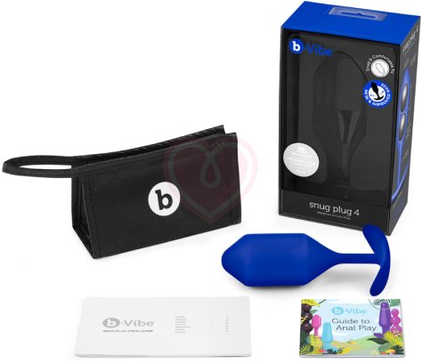 Утяжелённая анальная пробка для ношения b-Vibe Snug Plug 4 большая синяя фото 5