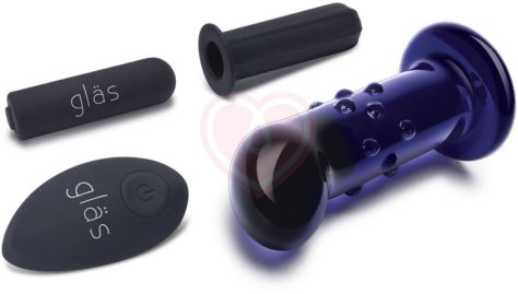 Стеклянный вибростимулятор простаты с пультом Glas Dotted Plug синий фото 4
