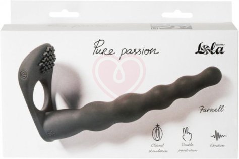 Вибронасадка для двойного проникновения со стимуляцией клитора Pure Passion Farnell 17 см чёрная фото 2