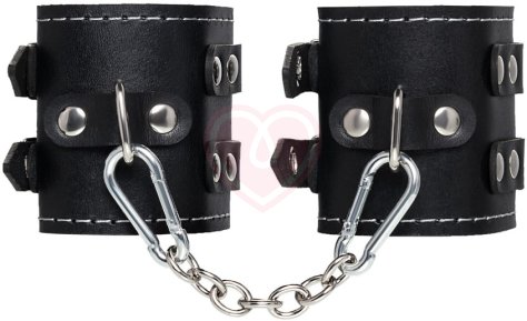 Наручники с двумя ремнями и красной подкладкой Pecado BDSM черные фото 3