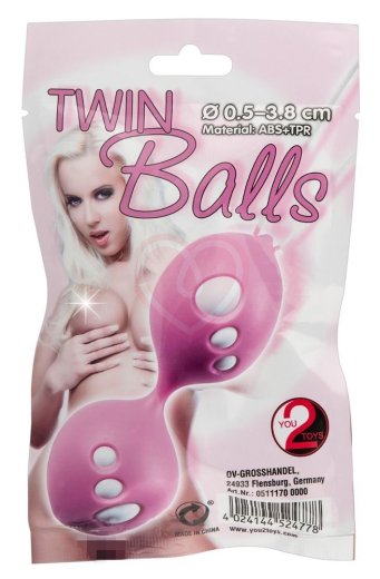 Простые вагинальные шарики Twin Balls розовые фото 2
