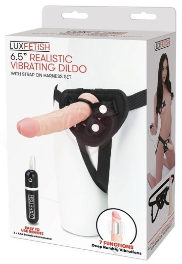 Страпон с вибрацией Lux Fetish Realistic Vibrating Dildo 16 см фото 2