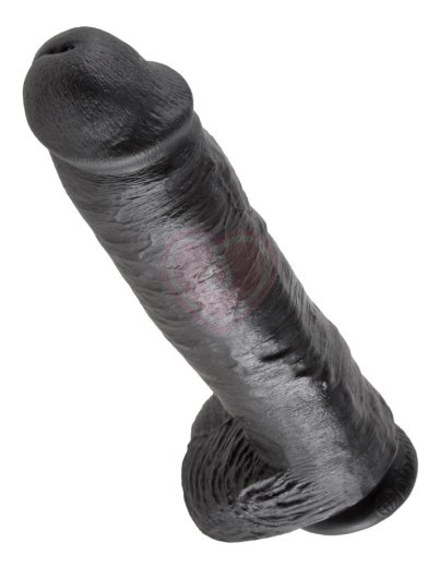 Фаллоимитатор на присоске с мошонкой King Cock with Balls 28 см чёрный фото 2