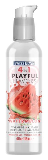 Согревающий лубрикант 4 в 1 Swiss Navy Playful Flavors Арбуз 118 мл фото 1