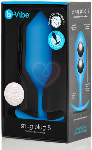 Утяжелённая анальная пробка для ношения b-Vibe Snug Plug 5 большая синяя фото 6