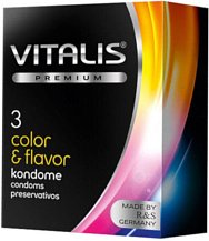 Разноцветные ароматизированные презервативы Vitalis Premium Color & Flavor 3 шт