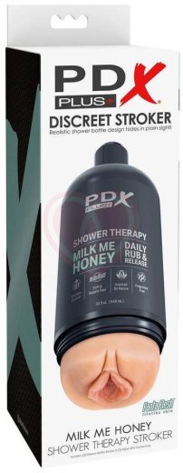 Мастурбатор вагина в бутылке геля Shower Therapy Milk Me Honey Light телесная фото 5