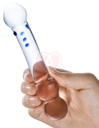 Изогнутый стеклянный стимулятор Textured G-Spot Glass Dildo прозрачный фото 3