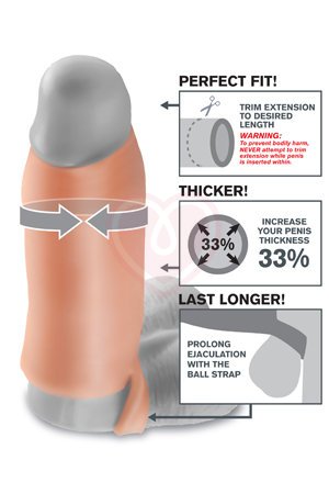 Насадка увеличитель с кольцом на мошонку Real Feel Enhancer XL 18 см телесная фото 3