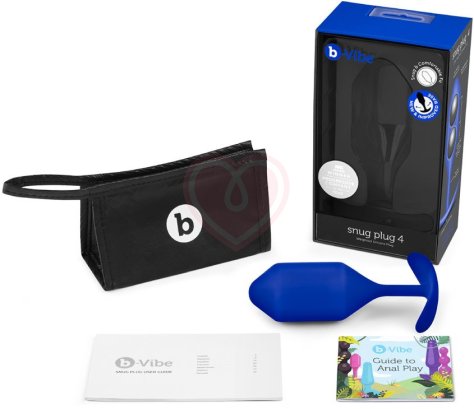 Утяжелённая анальная пробка для ношения b-Vibe Snug Plug 4 большая синяя фото 5