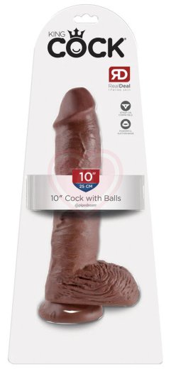 Фаллоимитатор на присоске с мошонкой King Cock with Balls 25 см коричневый фото 5