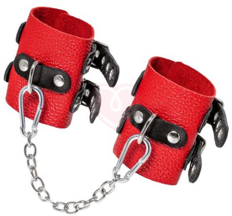 Мягкие наручники с люверсами Pecado BDSM красно-черные фото 2