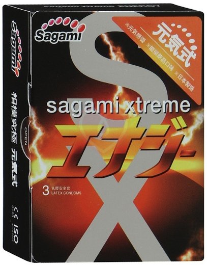Презервативы ультратонкие Sagami Xtreme Energy со вкусом энергетика 3 шт фото 1