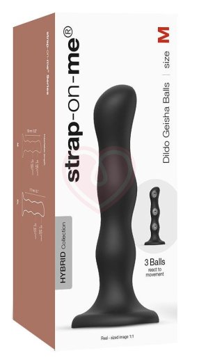 Фаллоимитатор с шариками Strap-On-Me Dildo Geisha Ball размер M 15,3 см чёрный фото 2