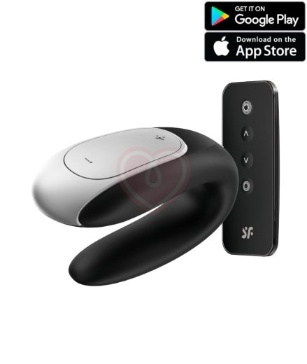 Парный вибратор Satisfyer Double Fun с управлением от приложения или пульта чёрный фото 1