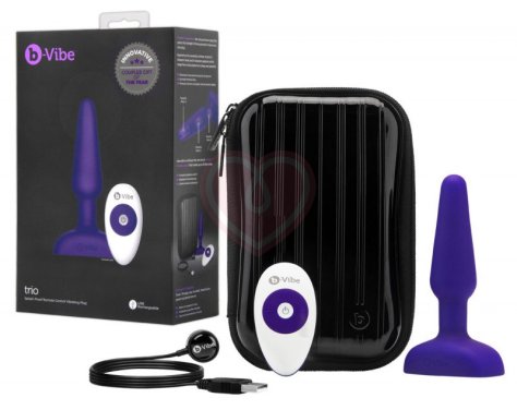 Анальная вибропробка b-Vibe trio с 3 моторчиками фиолетовая фото 2