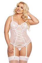 Корсаж с пажами для чулок и стринги SoftLine Brenda белый