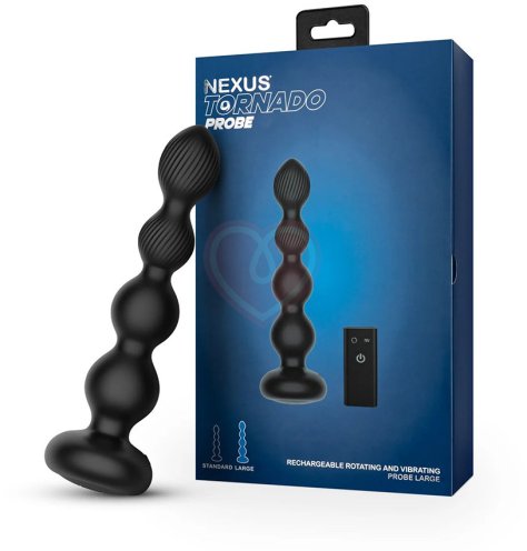 Анальная вращающаяся виброёлочка Nexus Tornado Beaded Probe Large чёрная фото 3
