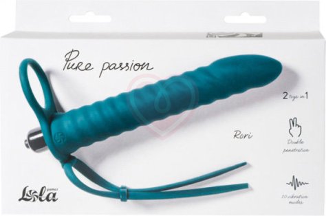 Насадка для двойного проникновения с лассо и вибропулей Pure Passion Rori 16 см зелёная фото 2