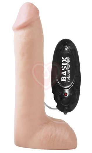 Реалистичный вибратор с мошонкой Basix Vibrating Dong 19 см телесный фото 1