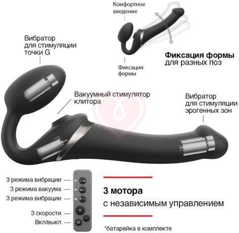 Безремневой страпон с вакуумной стимуляцией и пультом Strap-on-me Multi Orgasm S синий фото 9