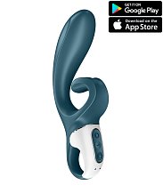 Вибратор с клиторальным стимулятором Satisfyer Hug Me серо-голубой