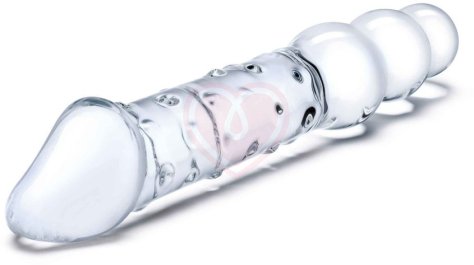 Двусторонний стеклянный рельефный фаллоимитатор Glas Double Ended фото 2