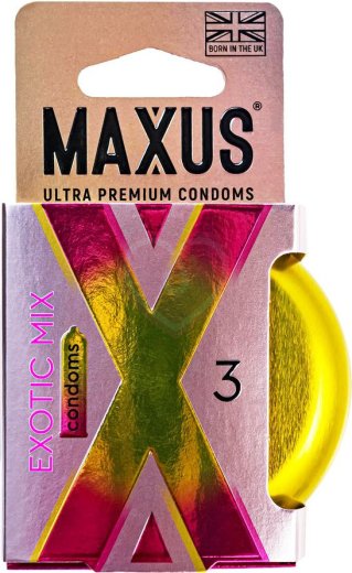 Ароматизированные цветные презервативы Maxus Exotic Mix 3 шт с кейсом фото 2