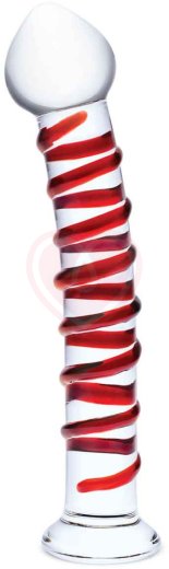 Стеклянный фаллоимитатор с красной спиралью Glas Mr.Swirly Dildo фото 1