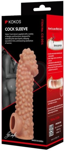 Насадка с бугорками и отверстием для мошонки Kokos Cock Sleeve CS004-L фото 2