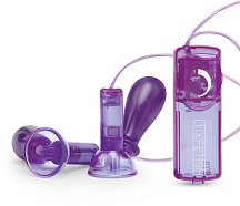 Вибропомпы для сосков с пультом Remote Control Vibrating Nipple Suckers фиолетовые