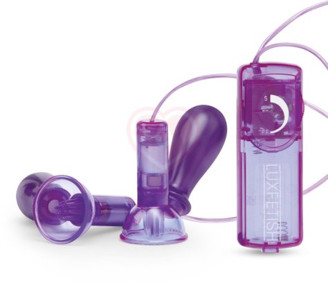 Вибропомпы для сосков с пультом Remote Control Vibrating Nipple Suckers фиолетовые фото 1