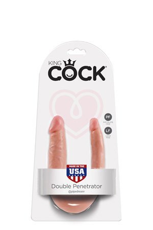 Двухсторонний фаллоимитатор King Cock U-Shaped Double малый телесный фото 4