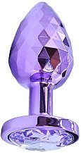 Текстурная алюминиевая анальная пробка Kanikule Medium с кристаллом фиолетовая
