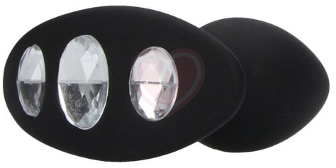 Анальная пробка для ношения с кристаллами Large Diamond Butt Plug With Handle фото 2