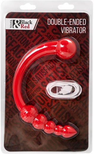 Двусторонний вибратор с анальной цепочкой Black Red by Toyfa красный фото 8