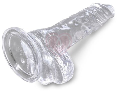 Маленький фаллоимитатор с мошонкой на присоске King Cock Clear 8 см прозрачный фото 3