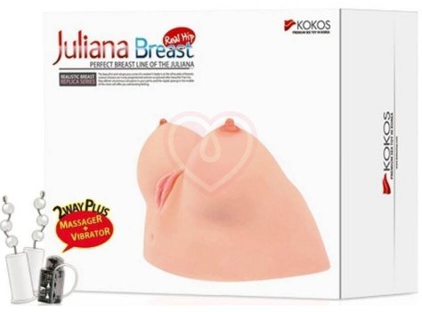 Мастурбатор-грудь с вагиной и анусом Kokos Juliana Breast с вибрацией фото 7