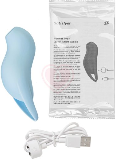 Вакуумый вибростимулятор клитора Satisfyer Pocket Pro 1 голубой фото 10